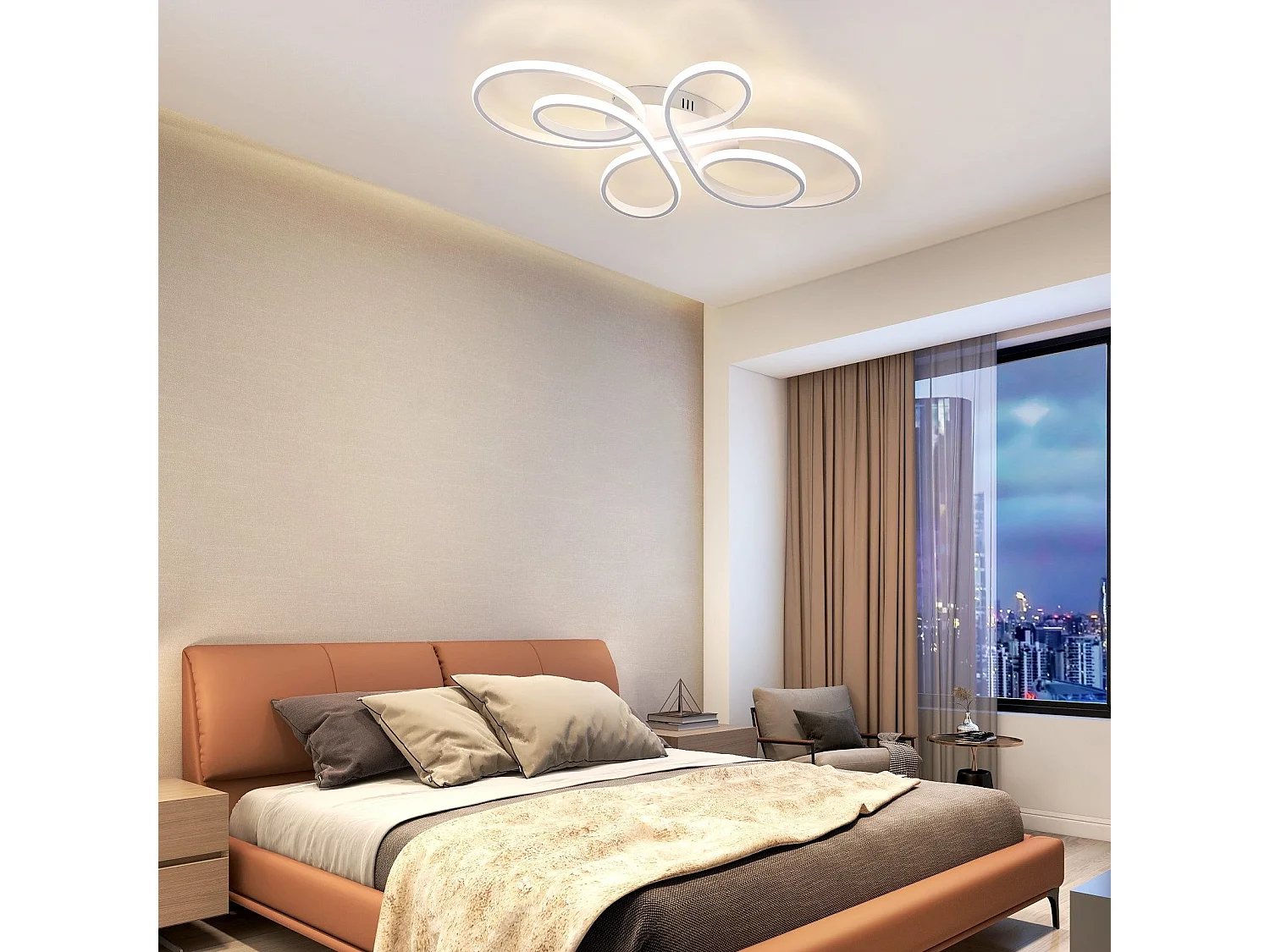 NETTLIFE Plafonnier LED Dimmable 66cm Moderne Blanc 65W Lampe de Chambre avec Télécommande Grand pour Salon Salle à Manger Bureau Étude