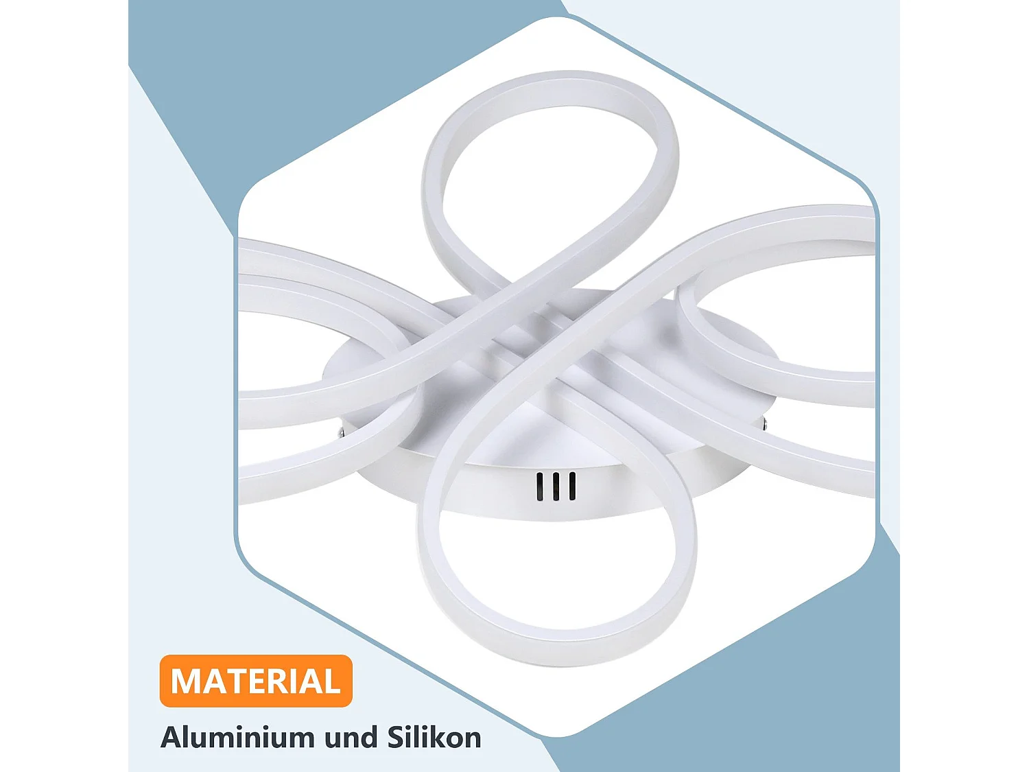 NETTLIFE ściemnialna lampa sufitowa LED 66cm nowoczesna biała 65W lampa do sypialni z pilotem duża do salonu jadalnia biuro gabinet