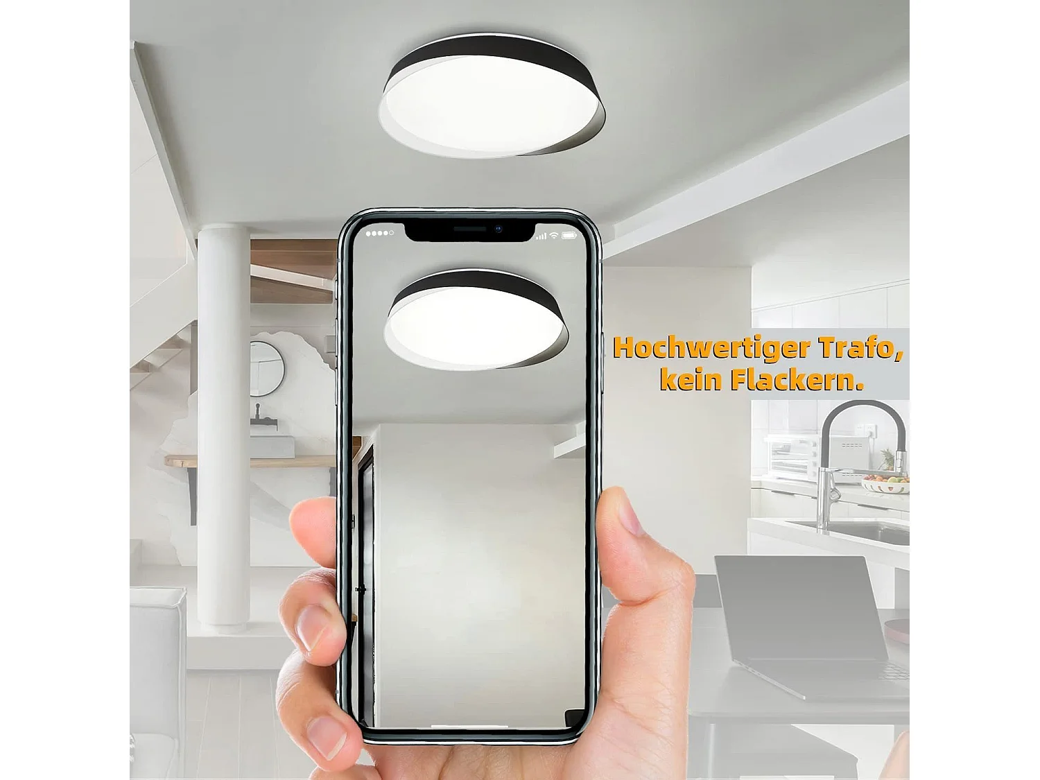 NETTLIFE Plafonnier LED 36W, 3000K-6000K, 41,5*41,5*7,5 cm Dimmable Noir avec Télécommande Chambre Rond Moderne pour Cuisine Couloir Salle à Manger