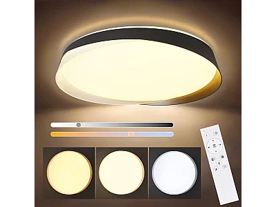 NETTLIFE LED Plafondlamp - Zwart - Rond - Modern - Dimbaar 3000-6000K - 36W Woonkamerlamp met Afstandsbediening - voor Slaapkamer | Keuken | Hal | Eetkamer