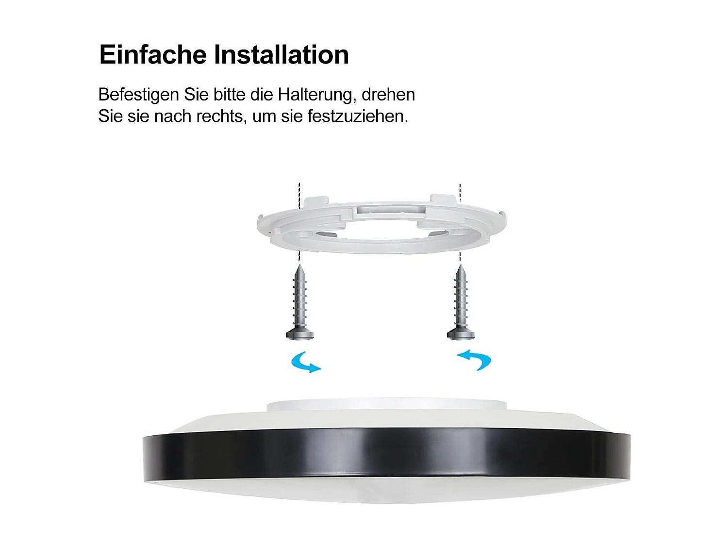 NETTLIFE LED plafondlamp, platte slaapkamerlamp, 17W, zwarte lamp, warm witte lamp, IP44 ronde lamp voor badkamer en woonkamer