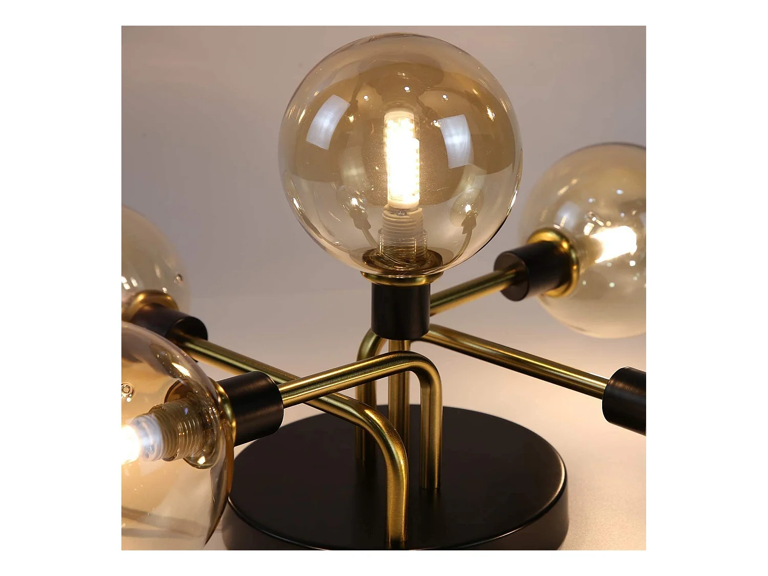 NETTLIFE Plafondlamp - 5 vlammen - G9 Fitting - moderne - metaal - met glazen bol amber - binnenverlichting kroonluchter - voor slaapkamer woonkamer