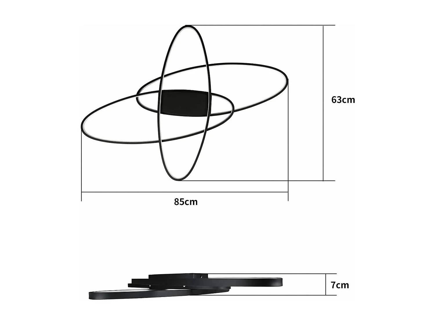 NETTLIFE Plafonnier LED Noir 75 W à intensité variable avec télécommande Intérieur Moderne pour Salon Chambre Cuisine Salle à Manger et Bureau