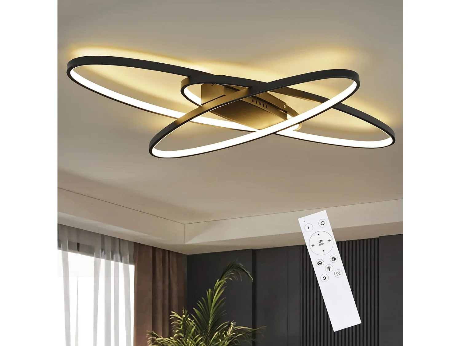 Schwarze 75W dimmbare LED-Deckenleuchte mit Fernbedienung Moderne Innen für