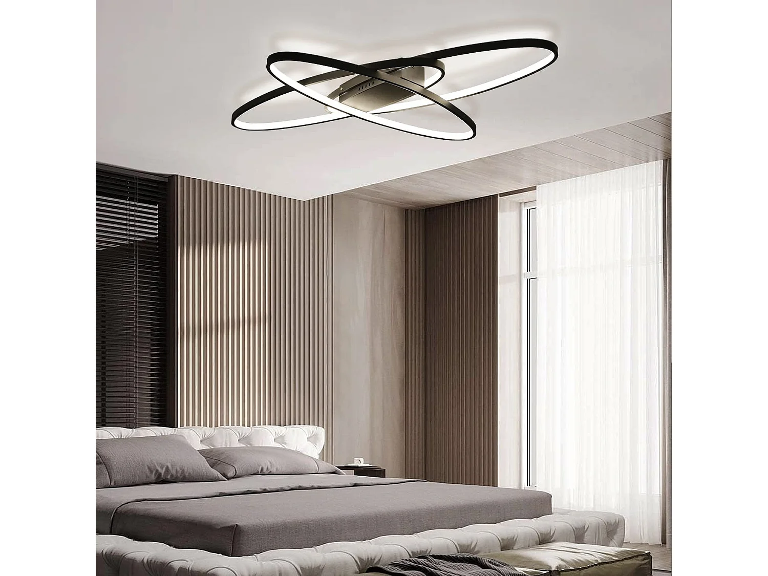 Schwarze 75W dimmbare LED-Deckenleuchte mit Fernbedienung Moderne Innen für