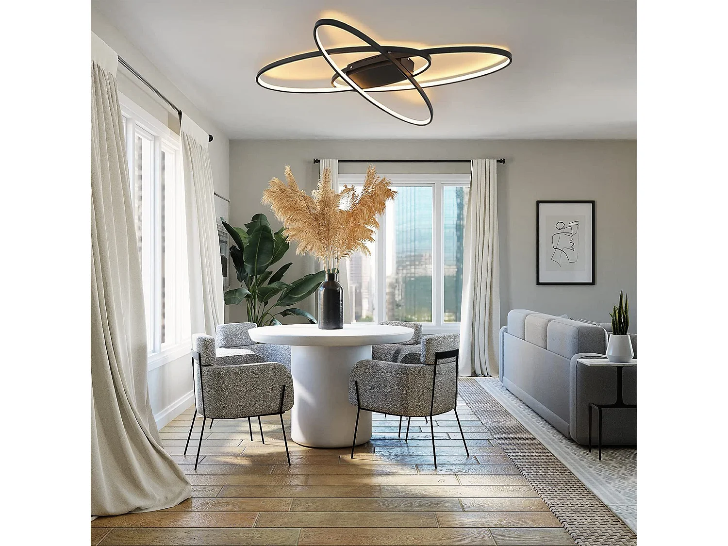 Schwarze 75W dimmbare LED-Deckenleuchte mit Fernbedienung Moderne Innen für