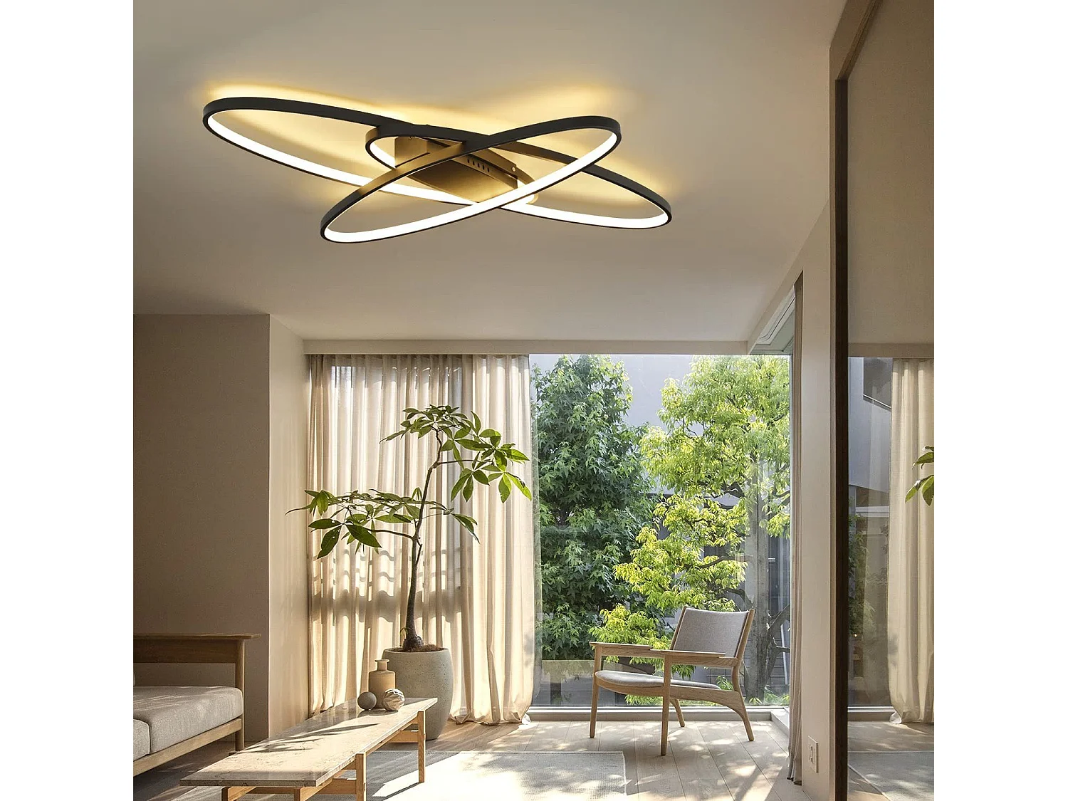 Schwarze 75W dimmbare LED-Deckenleuchte mit Fernbedienung Moderne Innen für