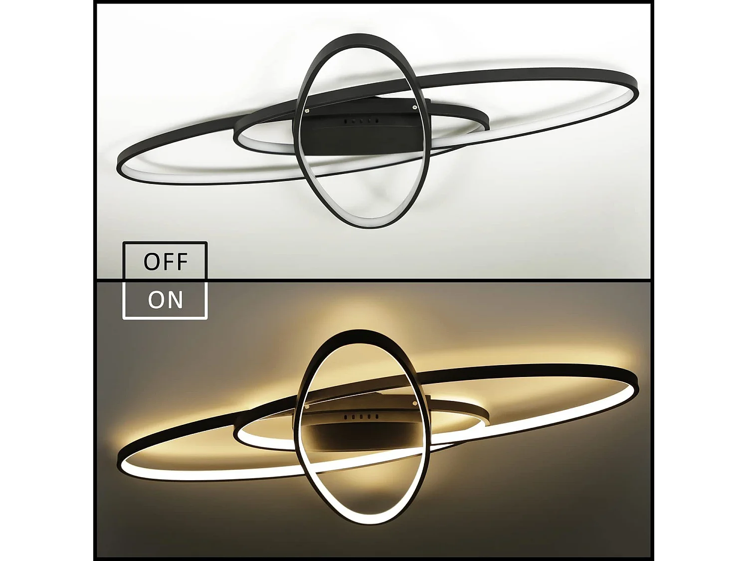 NETTLIFE Plafonnier LED Noir 75 W à intensité variable avec télécommande Intérieur Moderne pour Salon Chambre Cuisine Salle à Manger et Bureau