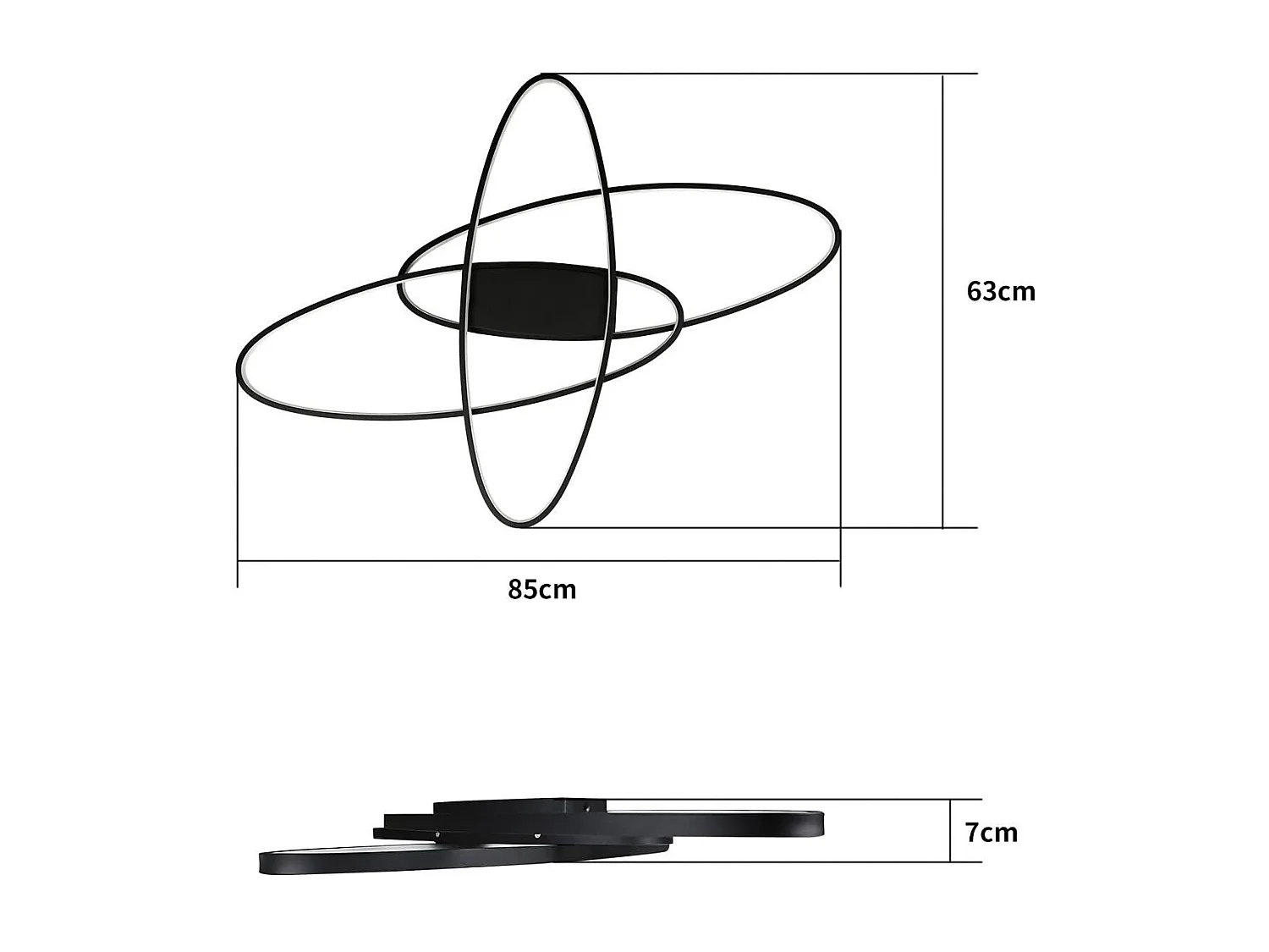 NETTLIFE Plafonnier LED Noir 75 W à intensité variable avec télécommande Intérieur Moderne pour Salon Chambre Cuisine Salle à Manger et Bureau
