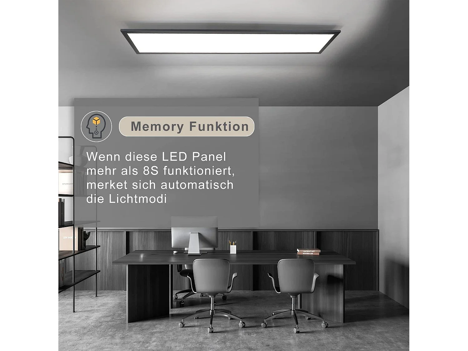 NETTLIFE Plafondlamp LED, LED paneel ultraplat,48W, Dimbaar met Afstandsbediening - 3000K-6500K Instelbare Kleurtemperatuur , Zwart , 120x30x4.5 cm (LxBxH)