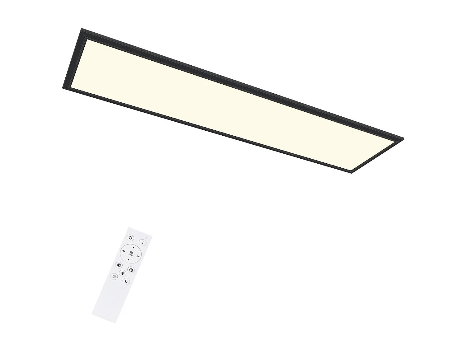 NETTLIFE Plafonnier LED 120x30CM 48W Panneau Noir Dimmable avec Télécommande pour Salon Moderne Bureau Cuisine Couloir