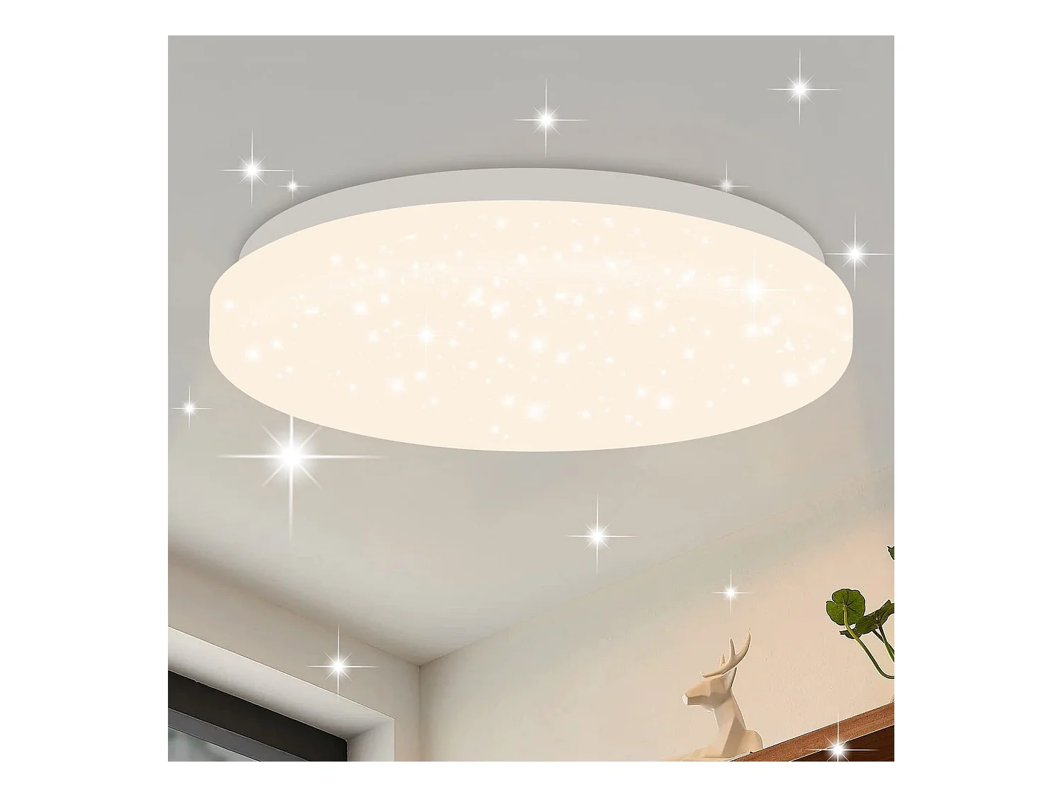 NETTLIFE Plafonnier LED 21 cm 15 W Chambre Couloir Lampe Blanc Neutre Rond Couloir Étoile Décor pour Cuisine Chambre d'enfant Salle à Manger