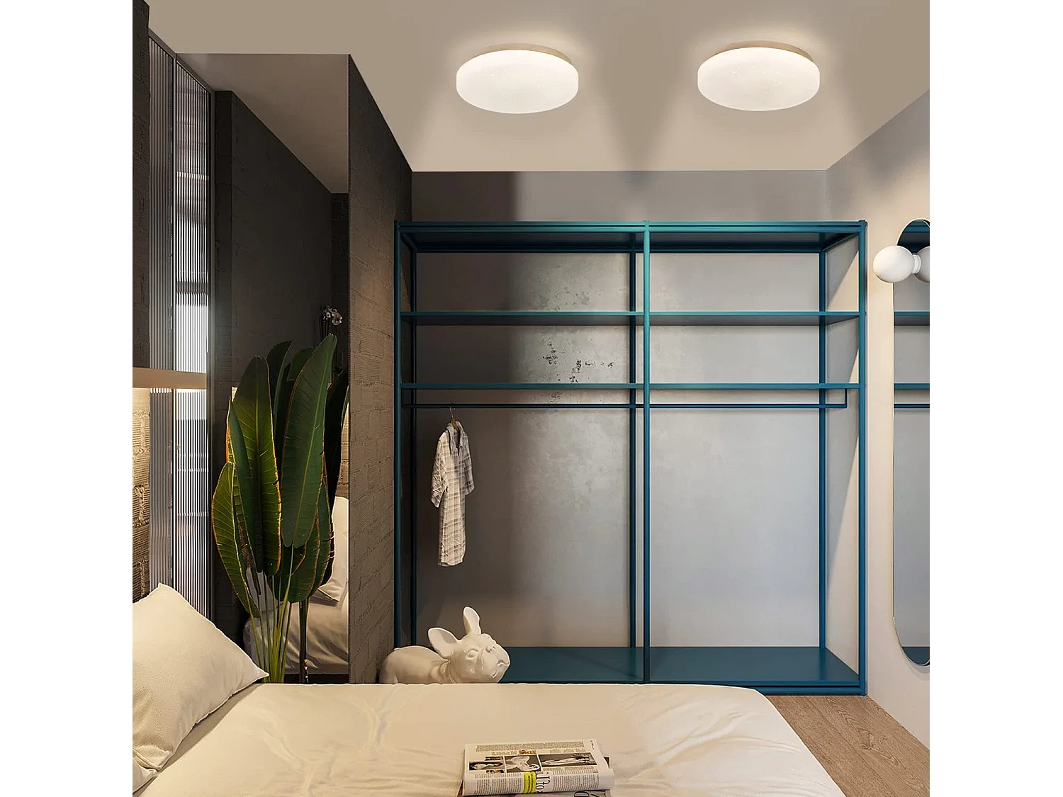 NETTLIFE Plafonnier LED 21 cm 15 W Chambre Couloir Lampe Blanc Neutre Rond Couloir Étoile Décor pour Cuisine Chambre d'enfant Salle à Manger