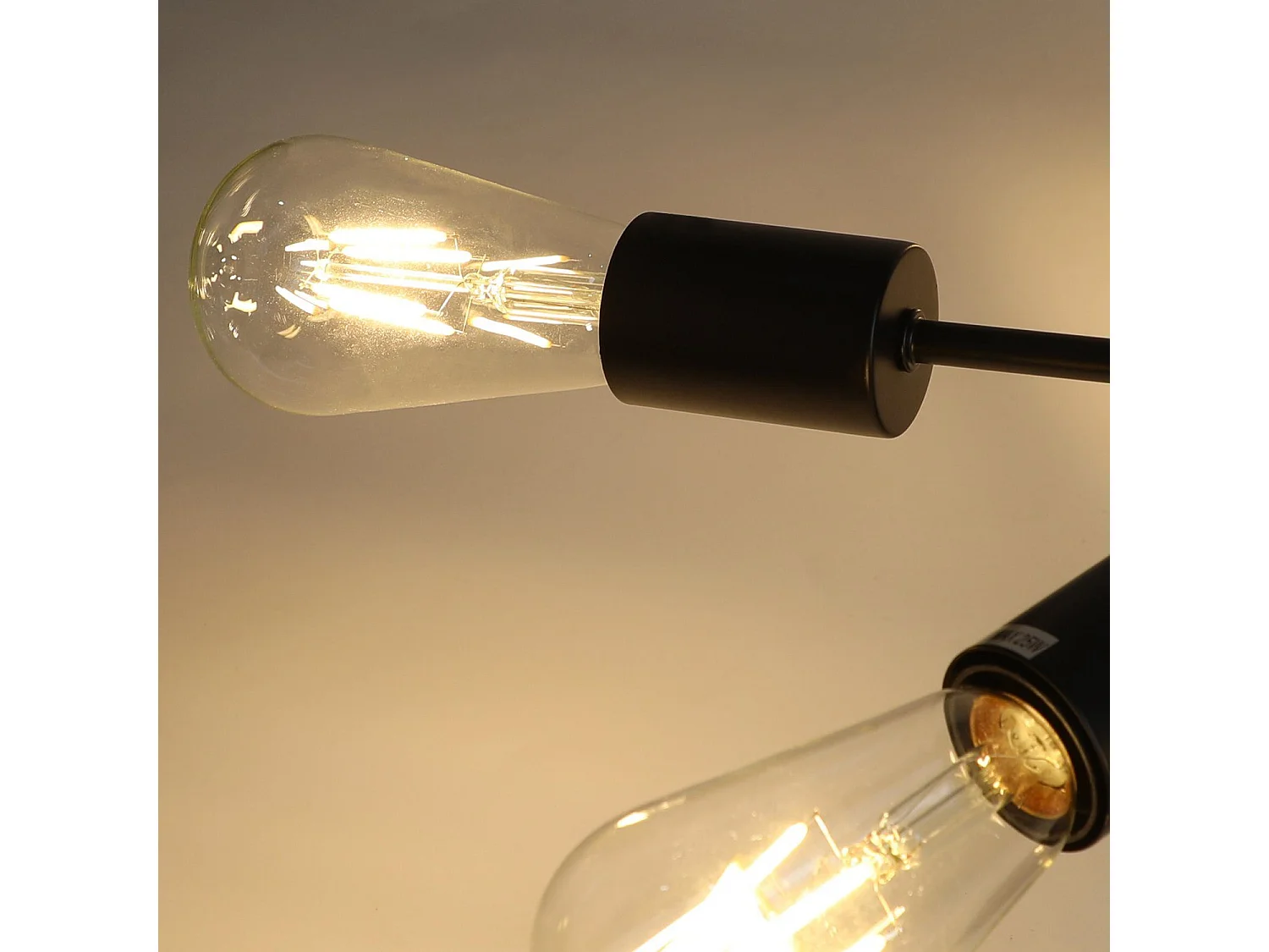 NETTLIFE Plafondlamp E27 - 6 Vlam - Zwart - Vintage Woonkamerlamp - Kroonluchter Slaapkamerlamp (zonder gloeilamp)