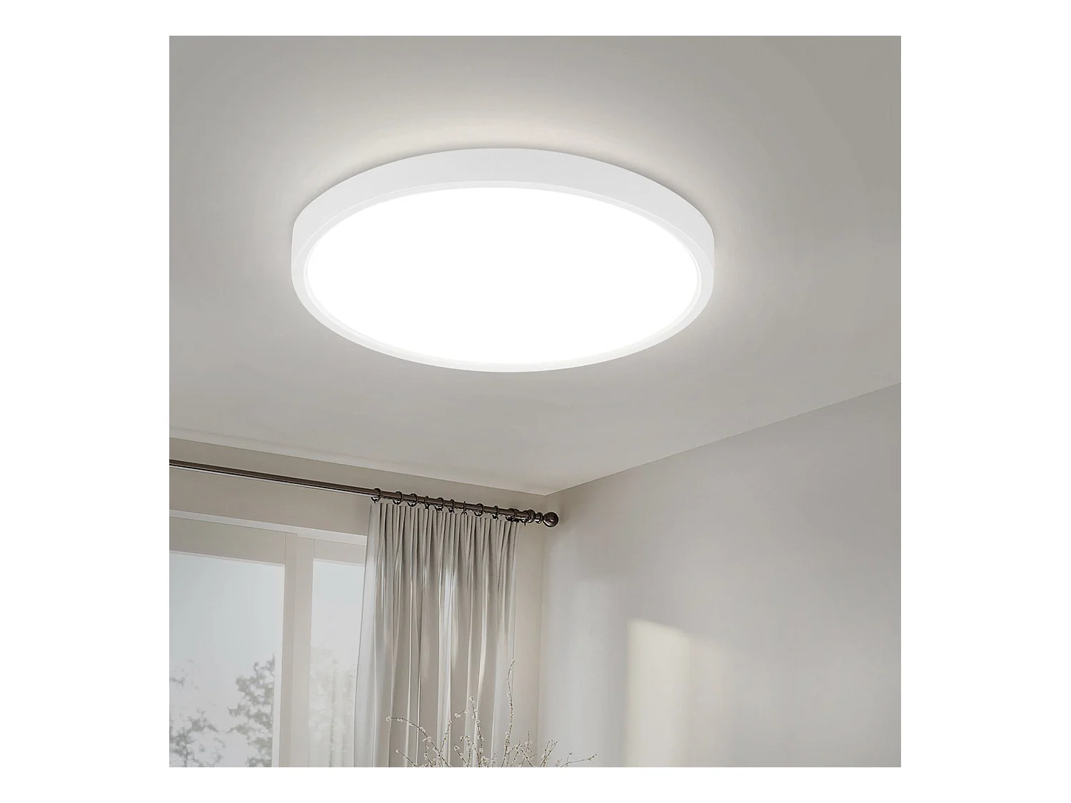 NETTLIFE Plafonnier LED Blanc Froid 15W Lampe 22CM Rond IP44 Blanc Plat Étanche Lampe de Cuisine pour Salle de Bain Couloir Chambre