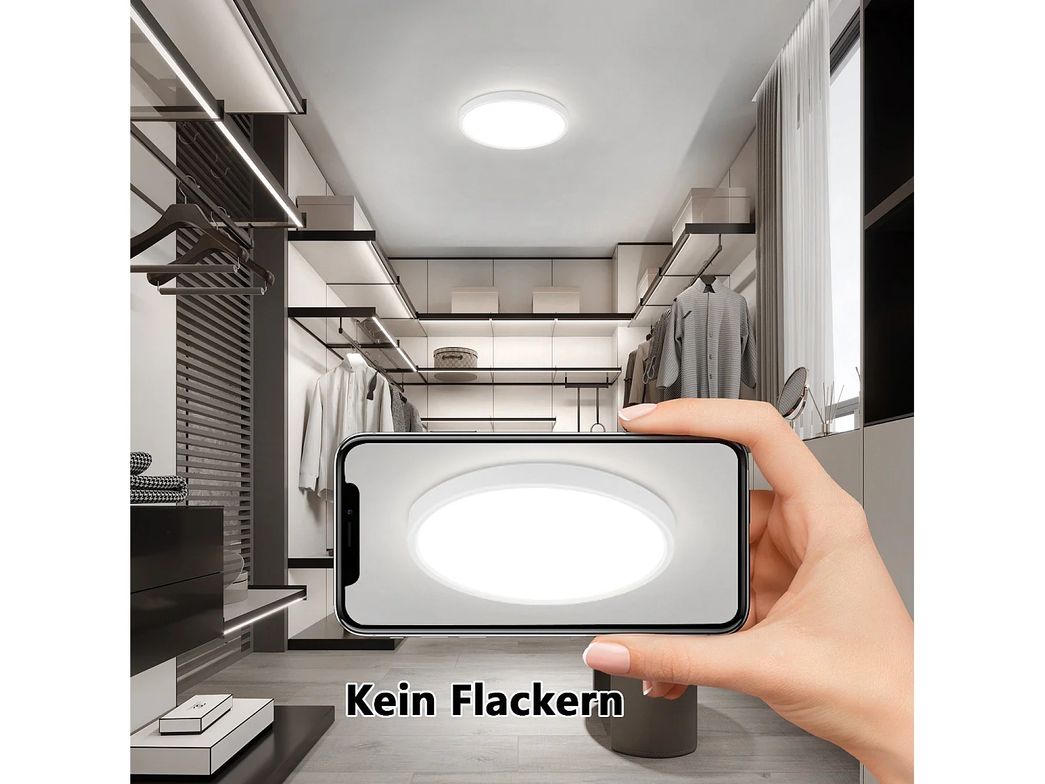 NETTLIFE Plafonnier LED Blanc Froid 15W Lampe 22CM Rond IP44 Blanc Plat Étanche Lampe de Cuisine pour Salle de Bain Couloir Chambre