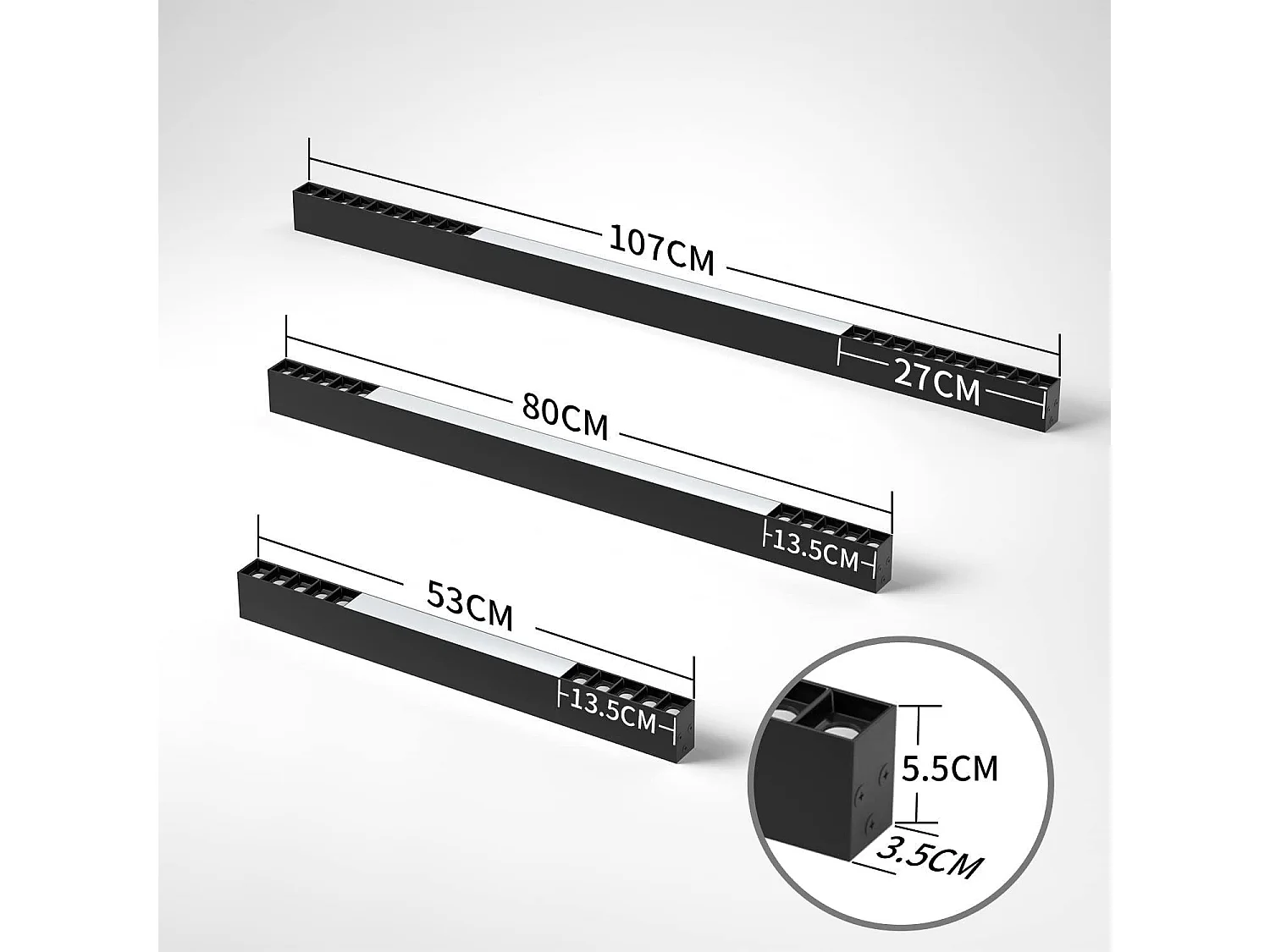 NETTLIFE Plafonnier LED Noir 25W Longue Moderne Dimmable Lampe de Salon avec Télécommande 80CM pour Bureau Chambre à Coucher