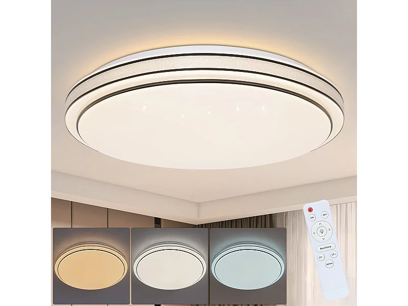 Moderne LED Deckenleuchte Rund 40cm Sternenhimmel Dimmbar Mit Fernbedienung 44w