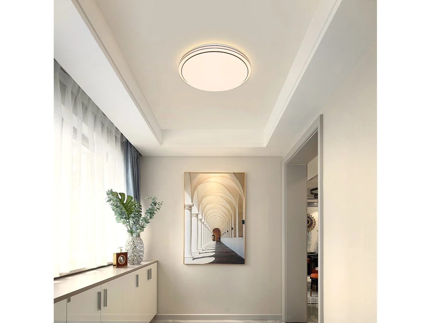 NETTLIFE Plafondlamp LED - Rond - 27cm - Zwart - Moderne Sterrenhemel Design - Dimbaar - met Afstandsbediening - 23W Slaapkamerlamp - voor Woonkamer | Keuken | Gang