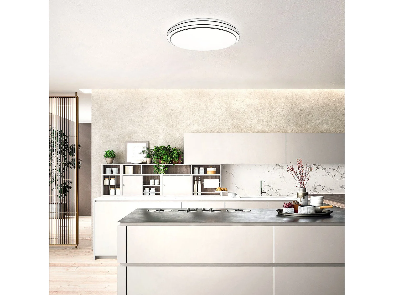 NETTLIFE Plafondlamp LED - Rond - 27cm - Zwart - Moderne Sterrenhemel Design - Dimbaar - met Afstandsbediening - 23W Slaapkamerlamp - voor Woonkamer | Keuken | Gang