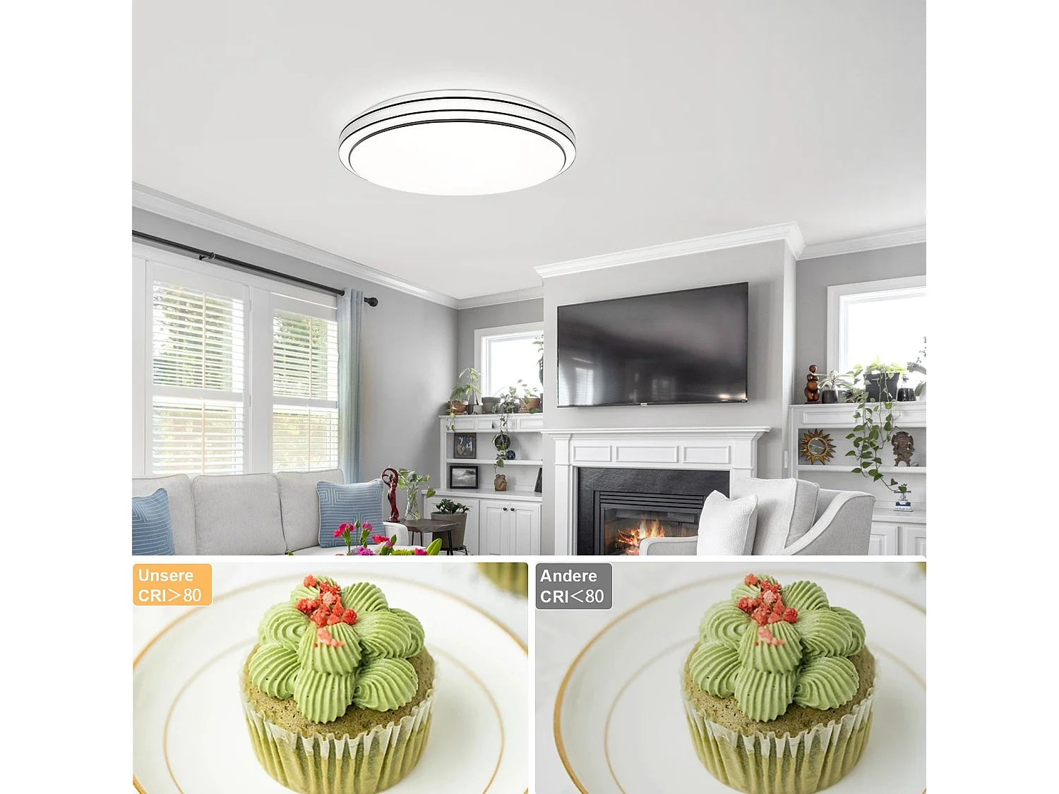 NETTLIFE Plafonnier LED Moderne Rond 40cm Ciel Étoilé Intensité Variable avec Télécommande Lampe de Chambre 44W pour Salon Cuisine Couloir