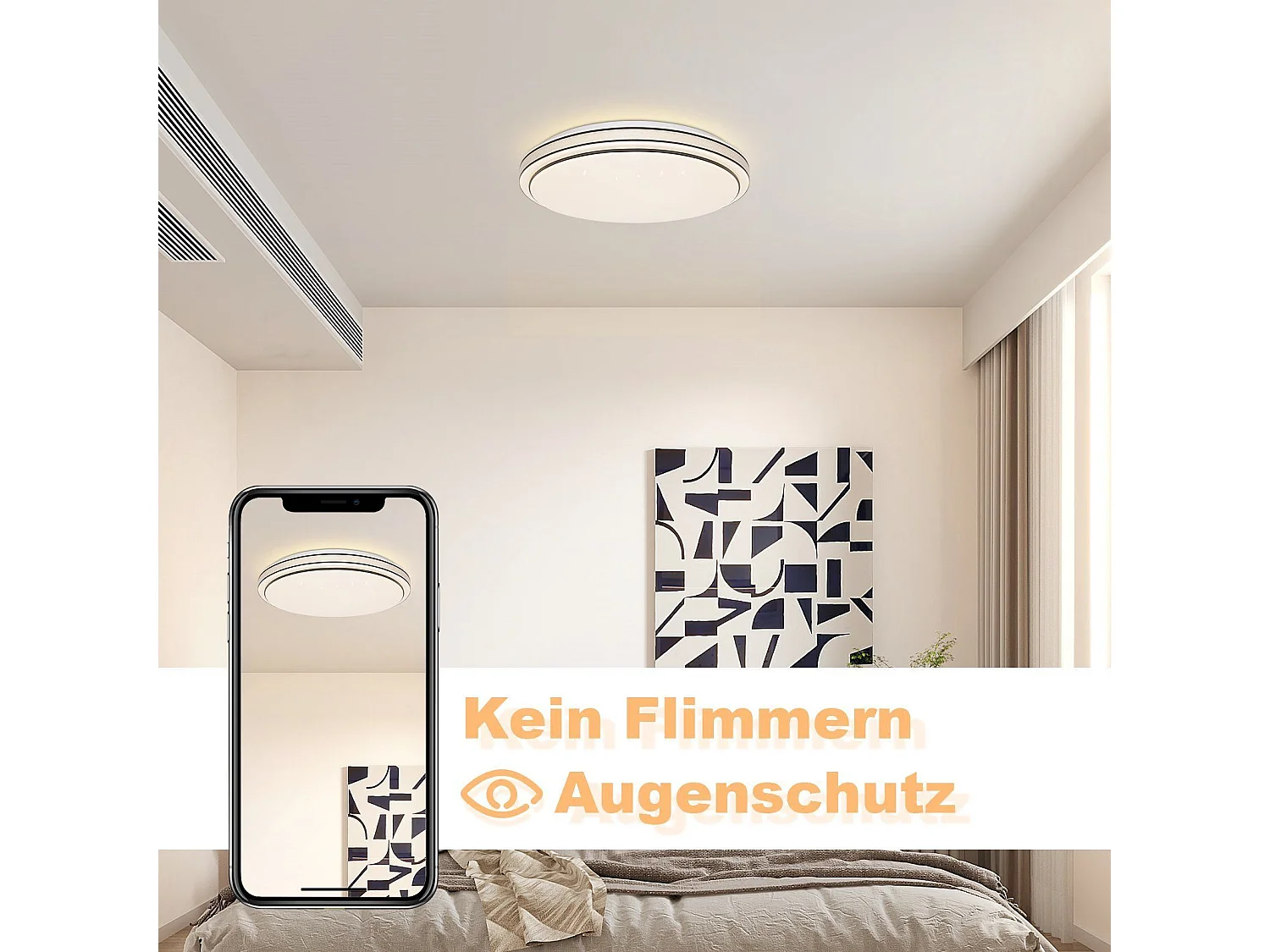 NETTLIFE Plafonnier LED Moderne Rond 40cm Ciel Étoilé Intensité Variable avec Télécommande Lampe de Chambre 44W pour Salon Cuisine Couloir