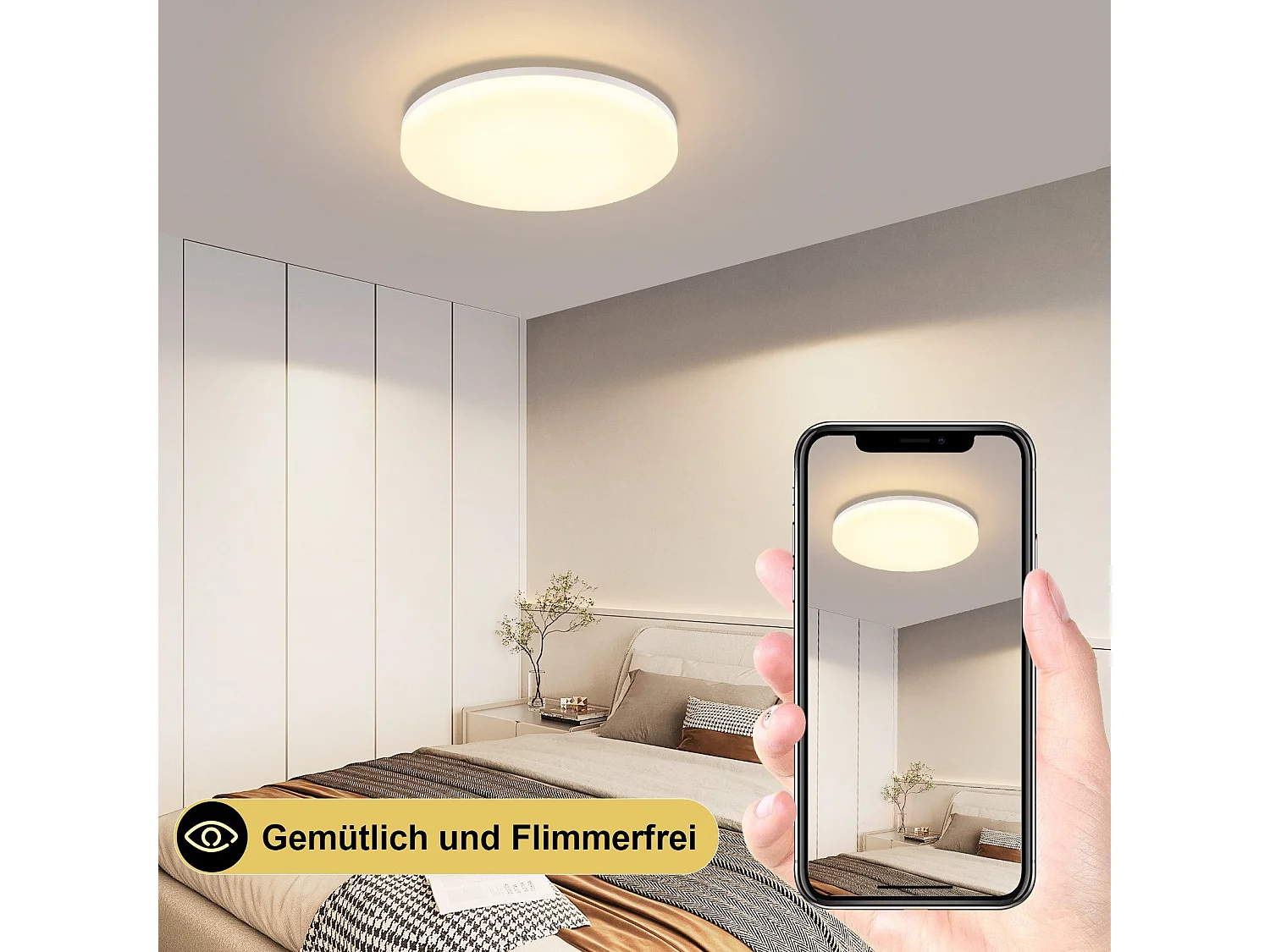 NETTLIFE Plafondlamp LED plat - ronde - dimbaar met afstandsbediening 18W - IP54 waterdicht - Ø22CM slaapkamerlamp voor keuken hal badkamer