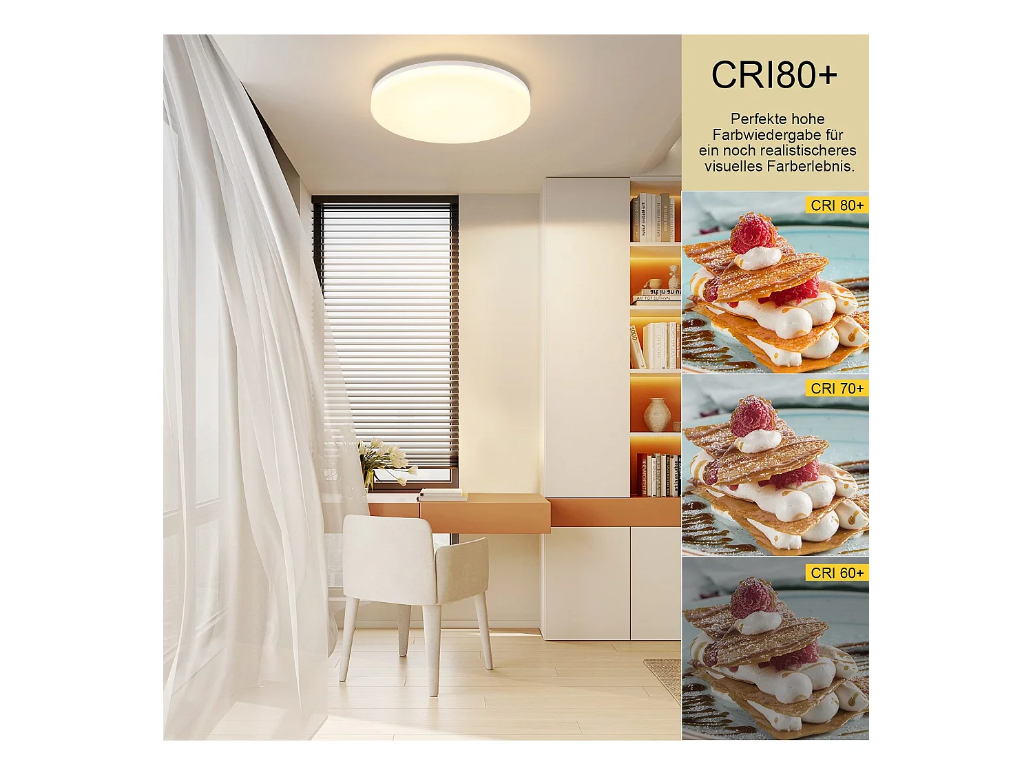 NETTLIFE Plafonnier LED 18W 22CM Rond IP54 Plat Dimmable Chambre Salle de Bain Lampe avec Télécommande pour Couloir de Cuisine