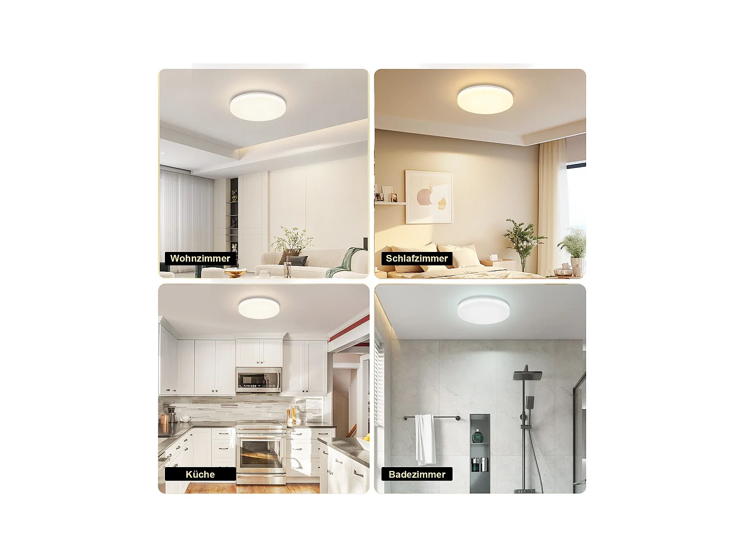 NETTLIFE Plafonnier LED 18W 22CM Rond IP54 Plat Dimmable Chambre Salle de Bain Lampe avec Télécommande pour Couloir de Cuisine