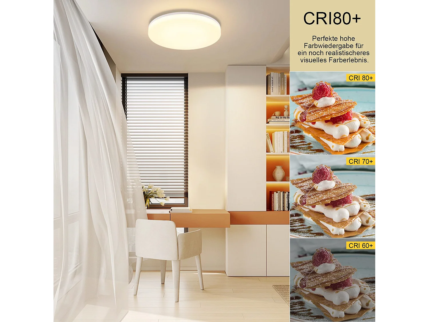 NETTLIFE Plafonnier LED 18W 22CM Rond IP54 Plat Dimmable Chambre Salle de Bain Lampe avec Télécommande pour Couloir de Cuisine