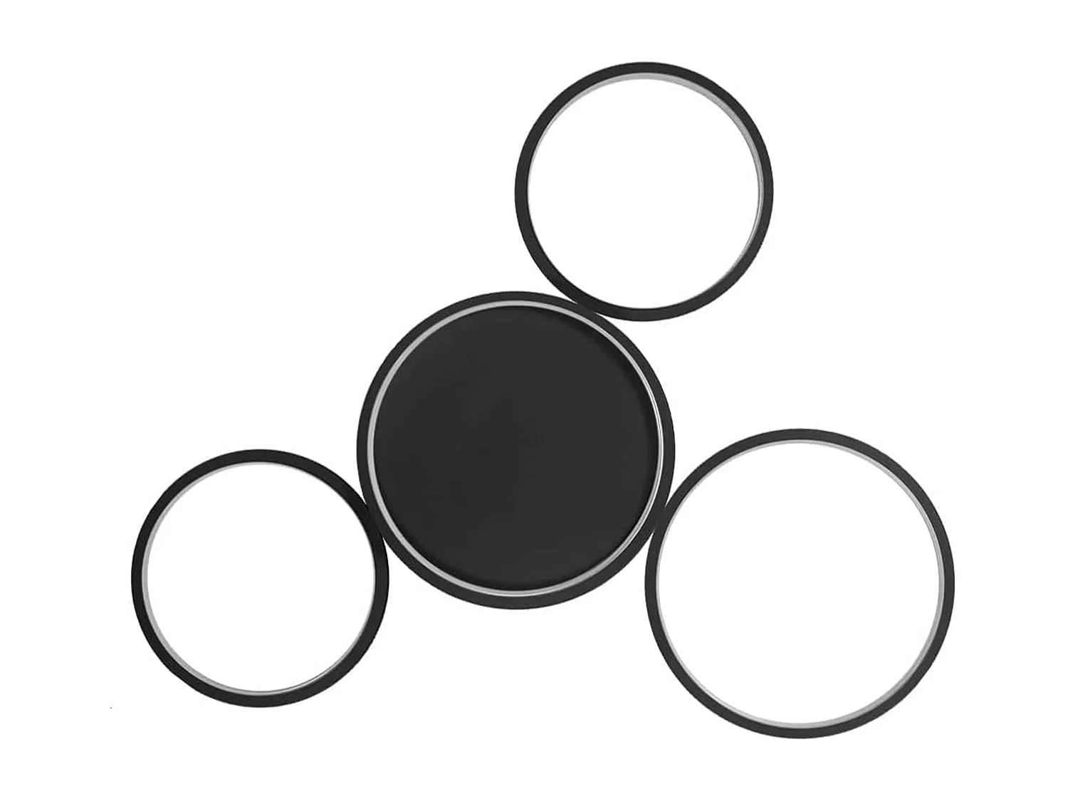 NETTLIFE Plafonnier LED noir dimmable avec télécommande design moderne 4 anneaux 52W intérieur en aluminium pour salon salle à manger chambre d'enfant