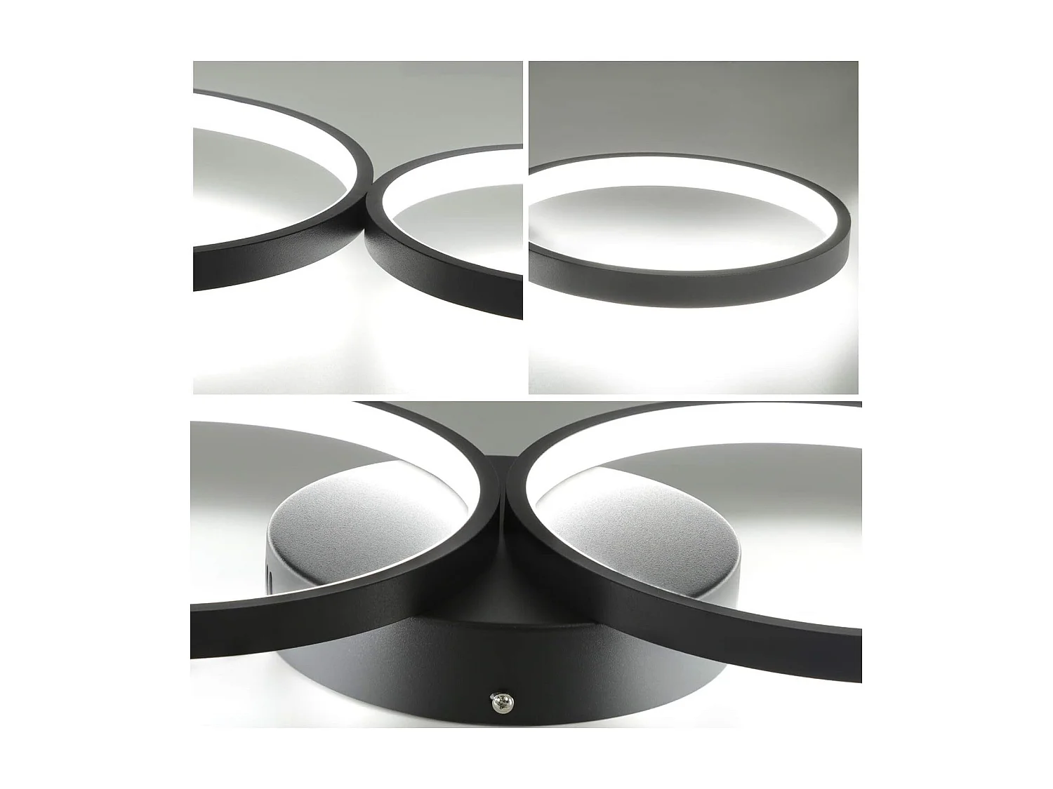 NETTLIFE Plafonnier LED moderne à intensité variable, noir, 88cm, 55 W, avec télécommande, Dimmable 4 Lampes 55W, Design Moderne