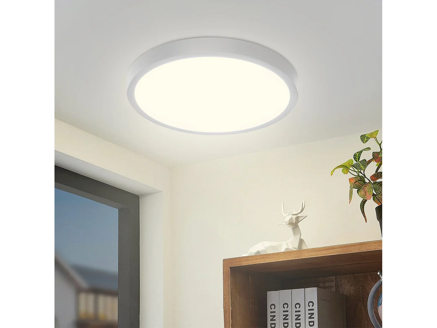 NETTLIFE Plafonnier LED Plat 3000K Blanc Chaud 24W Rond 23CM IP44 Moderne pour Couloir Balcon Salle de Bain Cuisine Salon