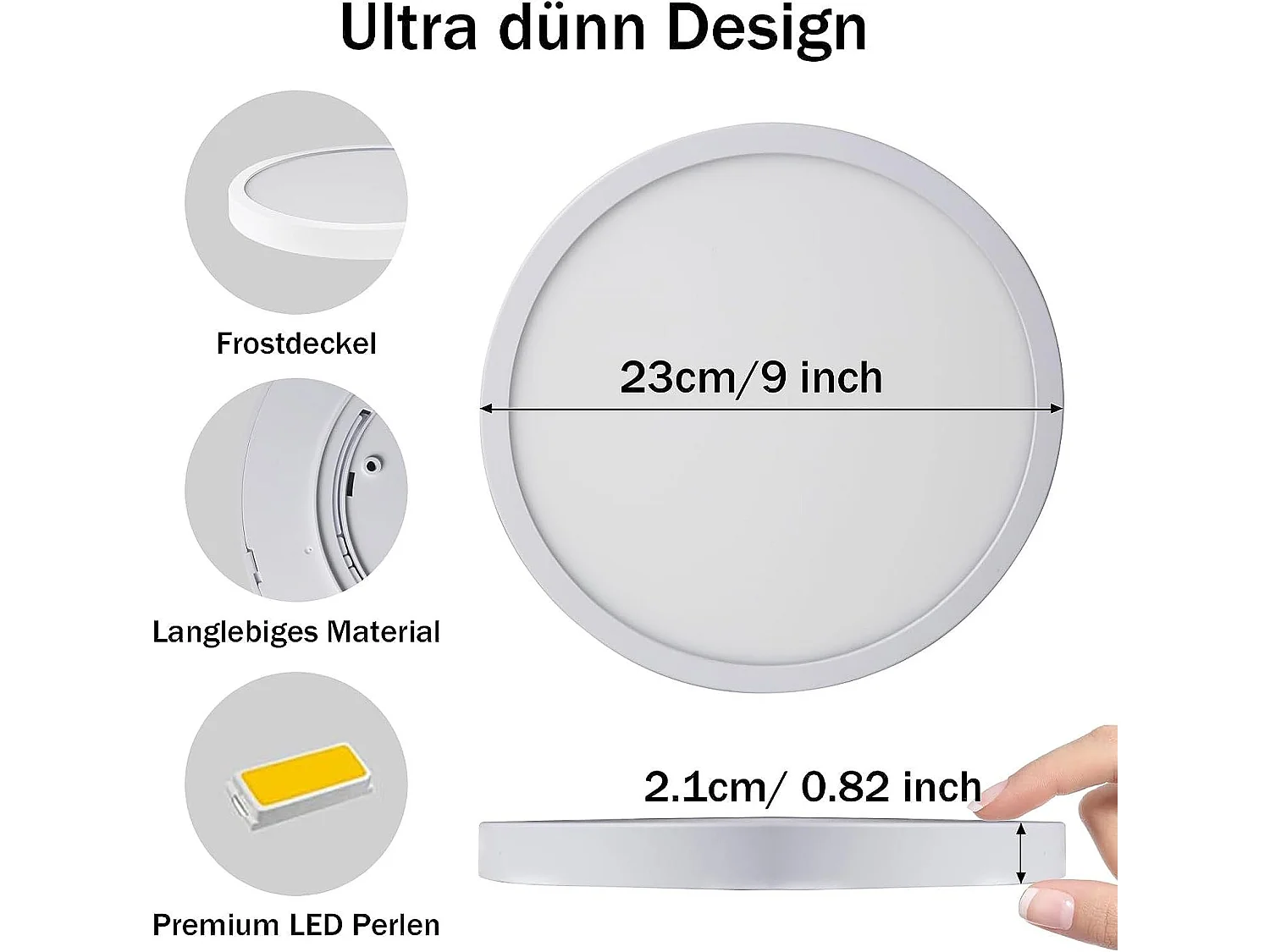 NETTLIFE Plafonnier LED Plat 3000K Blanc Chaud 24W Rond 23CM IP44 Moderne pour Couloir Balcon Salle de Bain Cuisine Salon