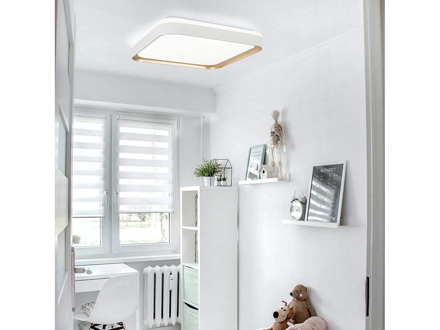 NETTLIFE Plafonnier LED Lampe de Chambre à Coucher Dimmable avec Télécommande 30 cm Lampe de Cuisine Moderne 32 W Lampe de Salon Carrée Blanc