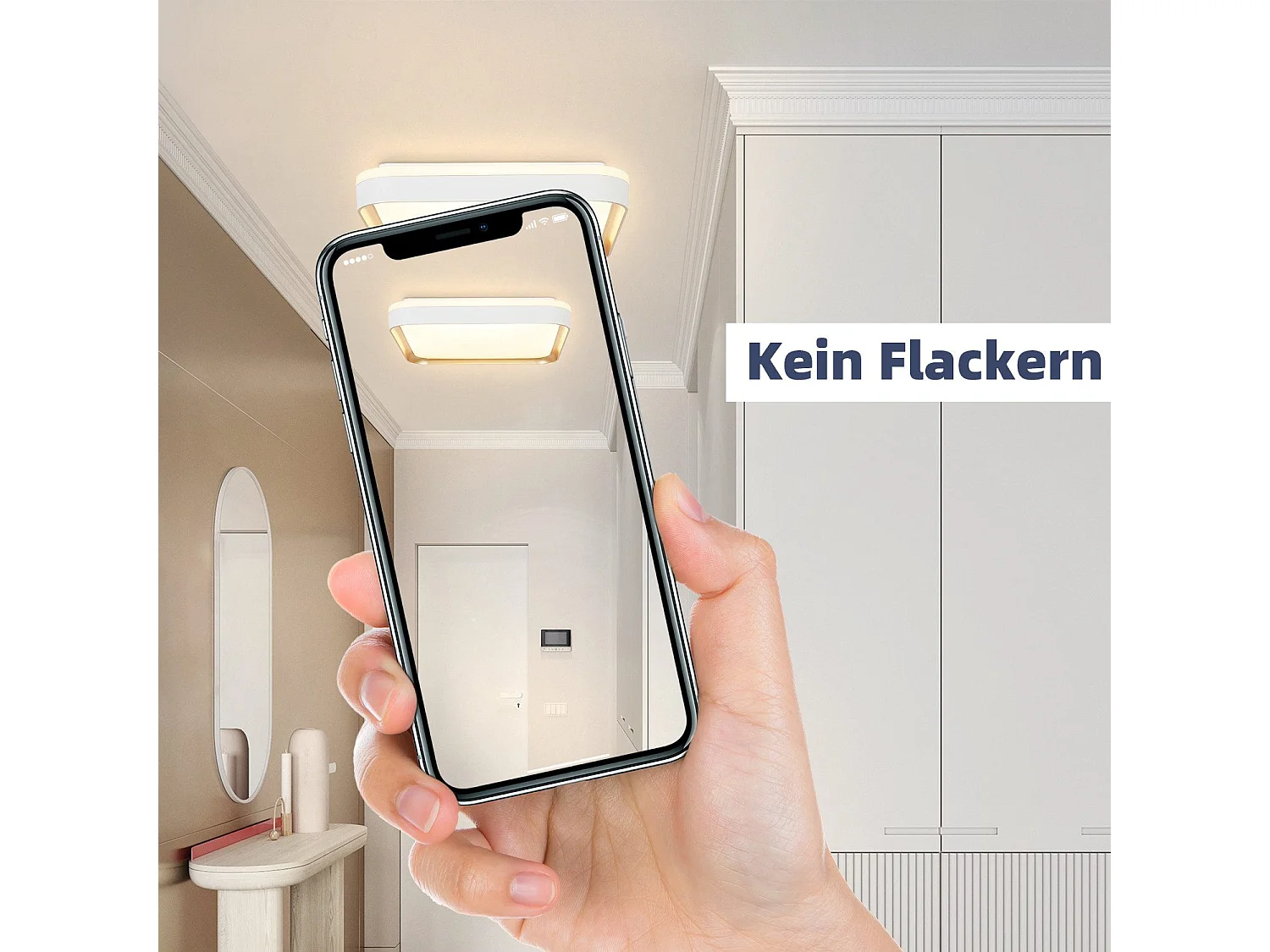 NETTLIFE Plafonnier LED Lampe de Chambre à Coucher Dimmable avec Télécommande 30 cm Lampe de Cuisine Moderne 32 W Lampe de Salon Carrée Blanc