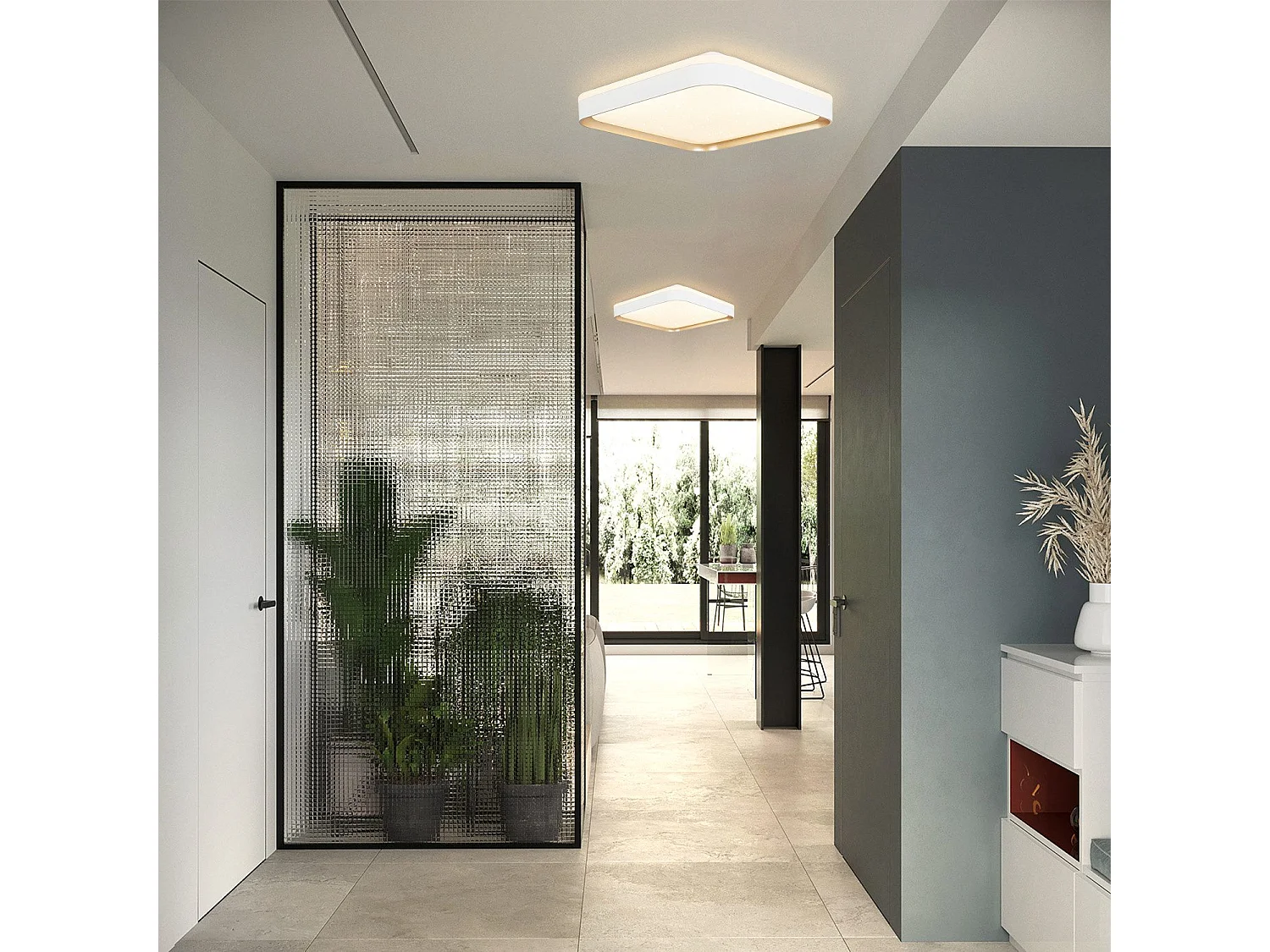 NETTLIFE Plafonnier LED Lampe de Chambre à Coucher Dimmable avec Télécommande 30 cm Lampe de Cuisine Moderne 32 W Lampe de Salon Carrée Blanc