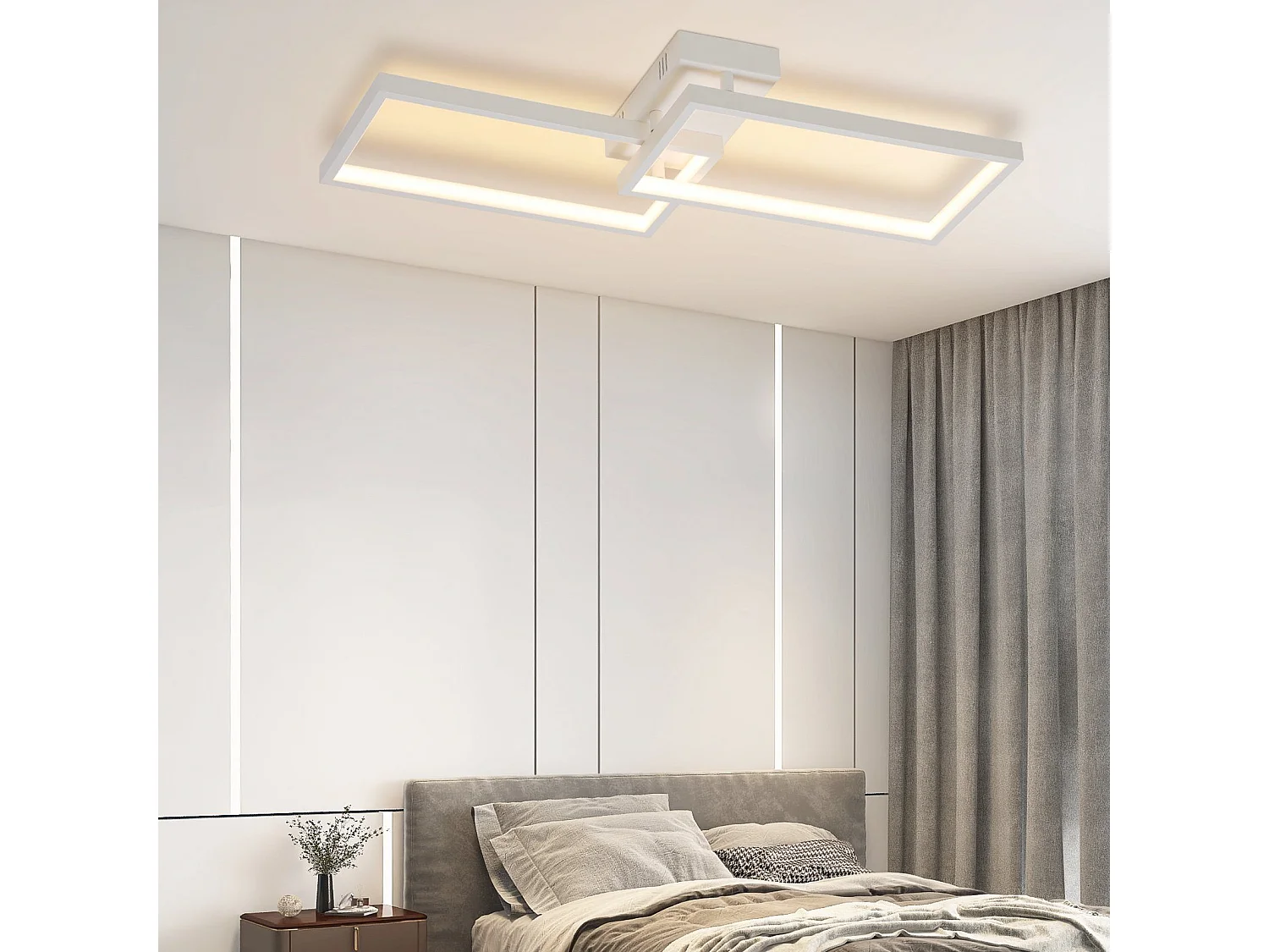 Moderne 48 W 80 cm weißes Metall LED-Deckenleuchte dimmbar mit rechteckigem Design