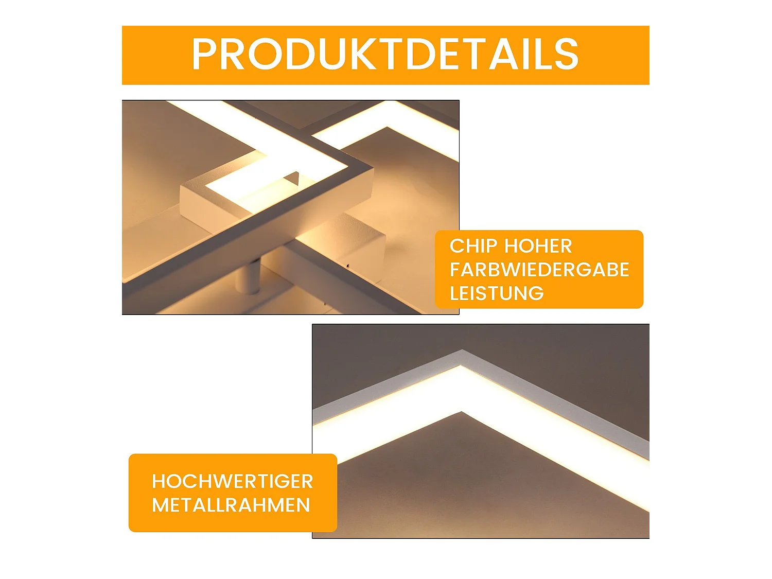 Moderne 48 W 80 cm weißes Metall LED-Deckenleuchte dimmbar mit rechteckigem Design