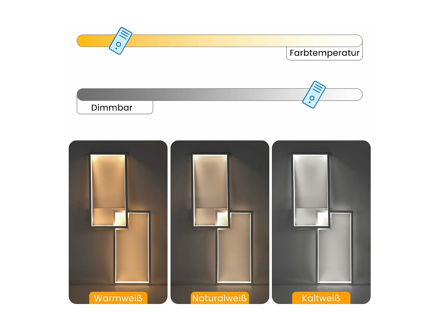 NETTLIFE Plafonnier LED Métal Blanc 48W 80CM Lampe de Salon Moderne à Intensité Variable avec Design Rectangulaire pour Chambre d'Enfant Cuisine