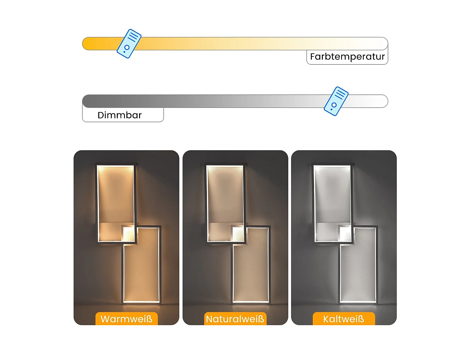 NETTLIFE Plafondlamp LED 80cm Dimbaar 2-Lichts Wit met Afstandsbediening rechthoekig Moderne Plafondverlichting Metaal voor Slaapkamer | Keuken | Eetkamer 48W