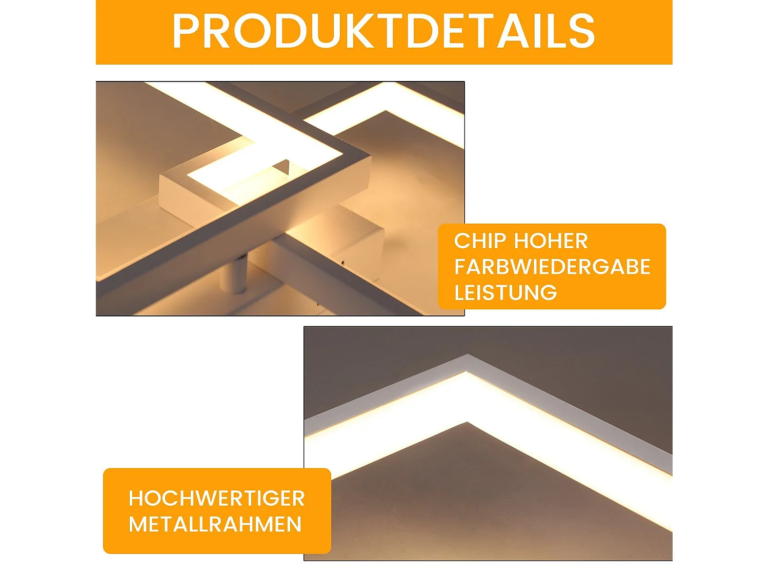 NETTLIFE Plafondlamp LED 80cm Dimbaar 2-Lichts Wit met Afstandsbediening rechthoekig Moderne Plafondverlichting Metaal voor Slaapkamer | Keuken | Eetkamer 48W