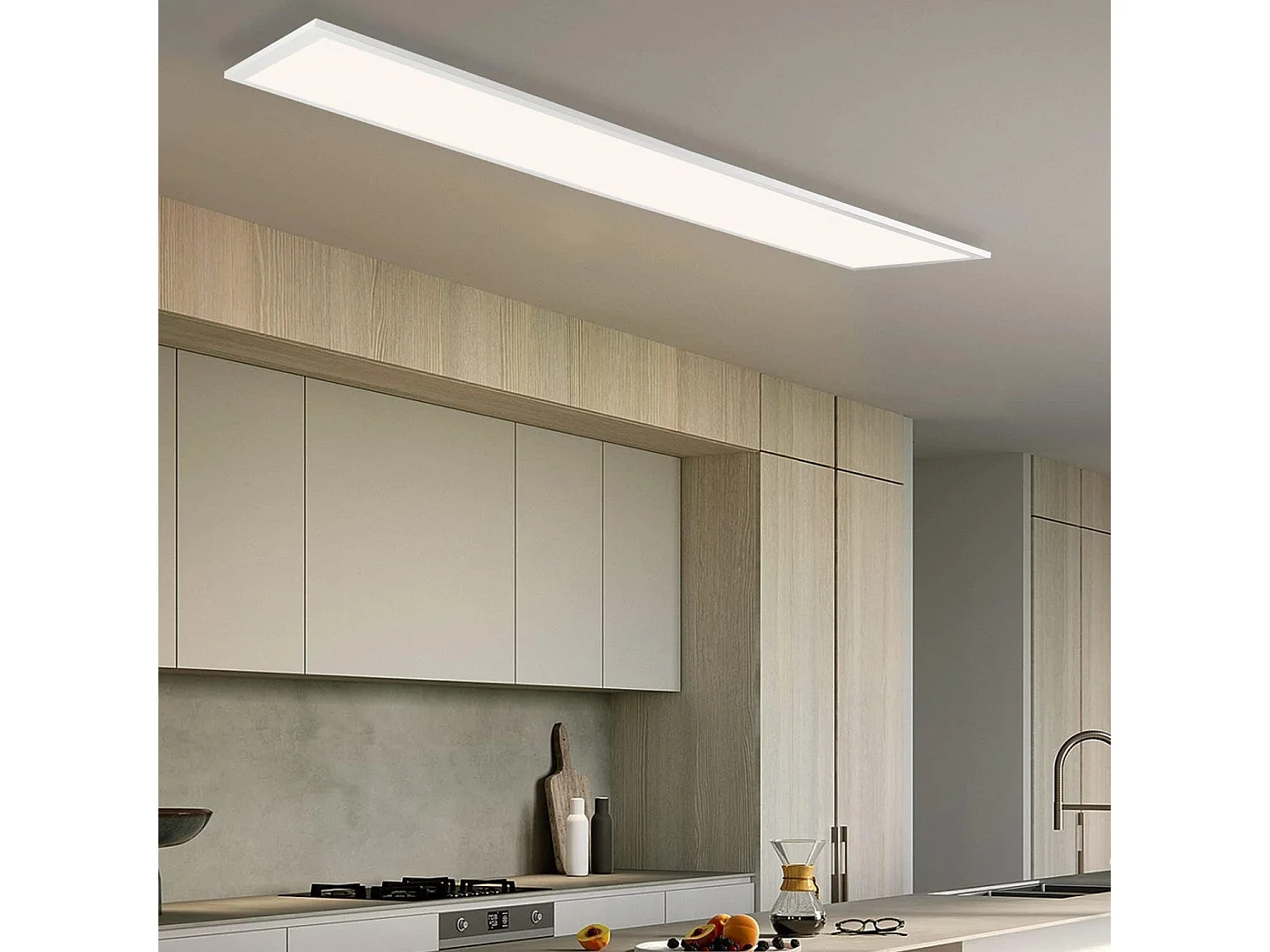 NETTLIFE biała lampa sufitowa LED z możliwością ściemniania Panel 120x30CM z pilotem 48W nowoczesna lampka nocna lampa do sypialni do salonu biuro kuchnia