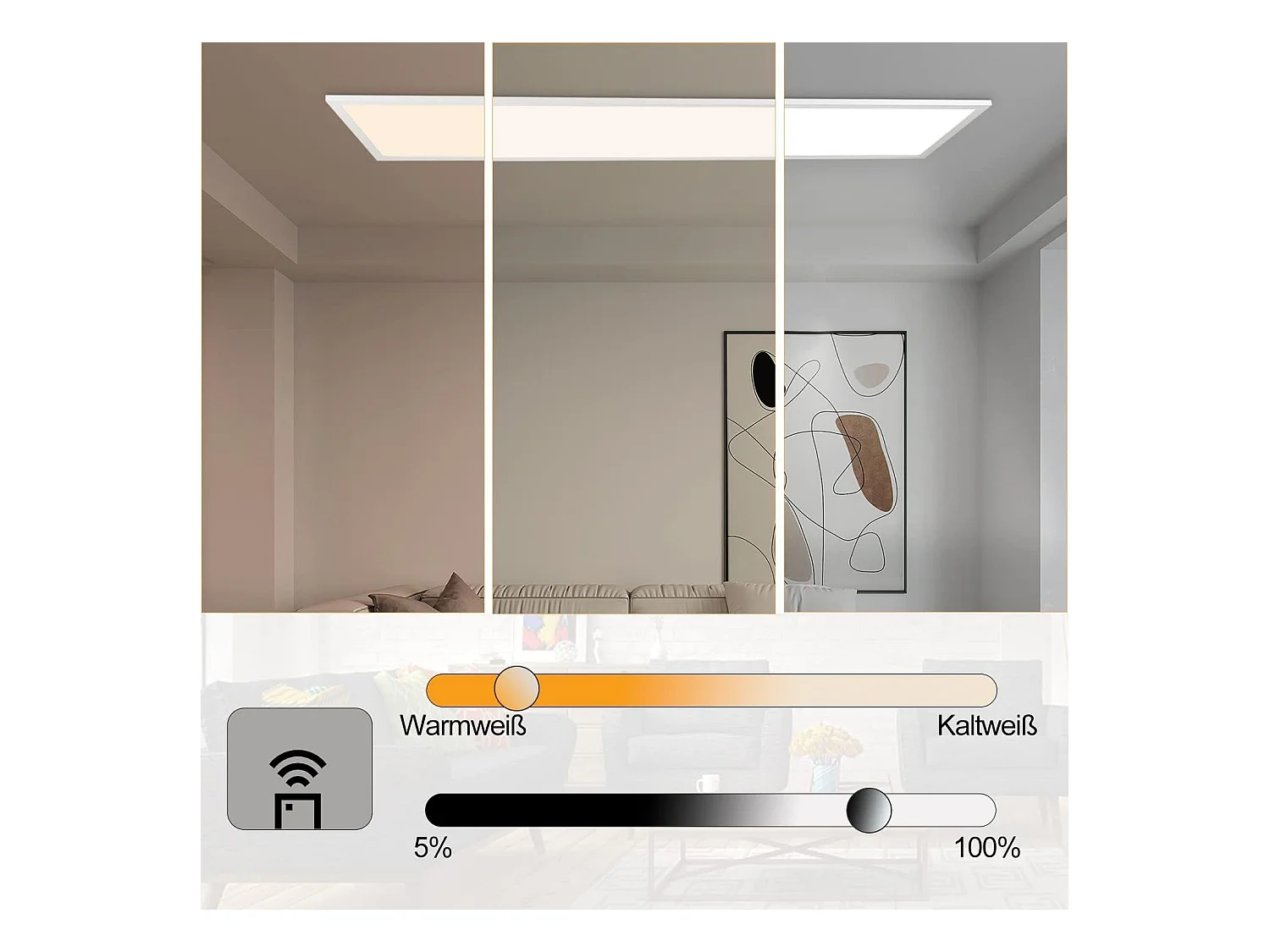 NETTLIFE Witte LED plafondlamp dimbaar paneel 120x30CM met afstandsbediening 48W moderne nachtlamp slaapkamerlamp voor woonkamer