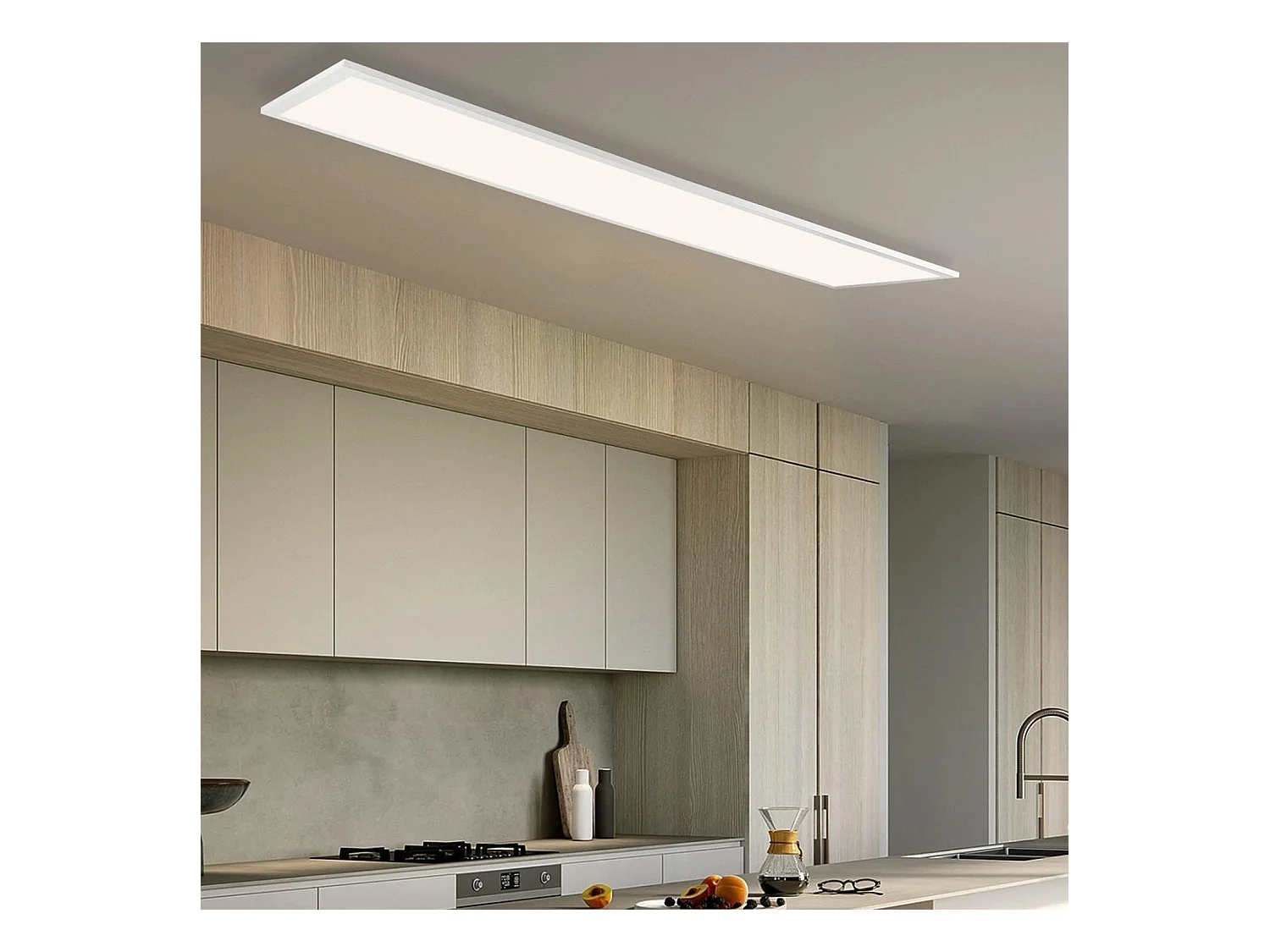 NETTLIFE Witte LED plafondlamp dimbaar paneel 120x30CM met afstandsbediening 48W moderne nachtlamp slaapkamerlamp voor woonkamer