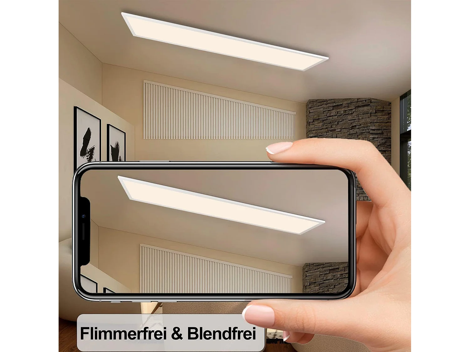 NETTLIFE Plafonnier LED Blanc Dimmable Panneau 120x30CM avec Télécommande 48W Veilleuse Moderne Lampe de Chambre pour Salon Bureau Cuisine