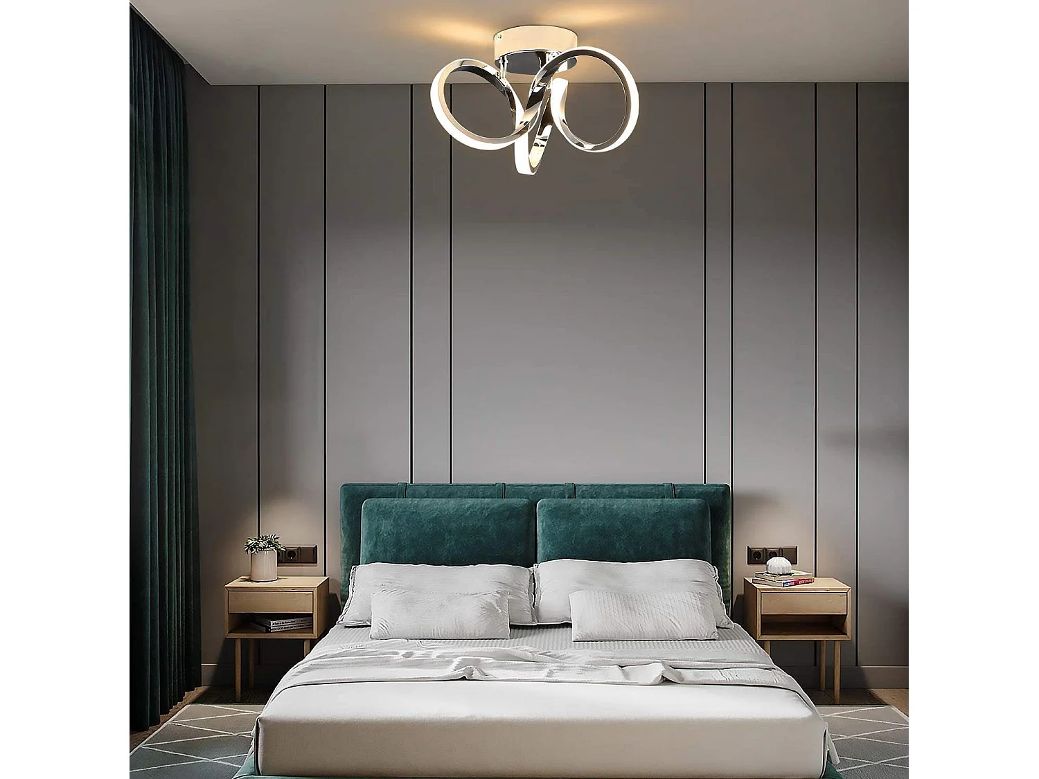 NETTLIFE LED - Deckenleuchte, Chrom, 31 cm, modern, 19 W, warmweiß, 3000 K, Flurleuchte für Wohnzimmer, Schlafzimmer, Büro, Kinderzimmer.