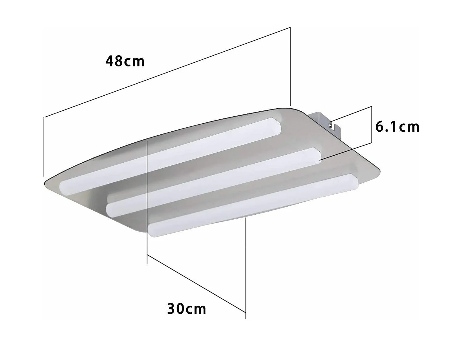 NETTLIFE LED Deckenleuchte Warmweiß 3000K Schlafzimmer 48x30cm Edelstahl und Acryl 17W Quadratische Lampe für Küche Wohnzimmer Büro Werkstatt
