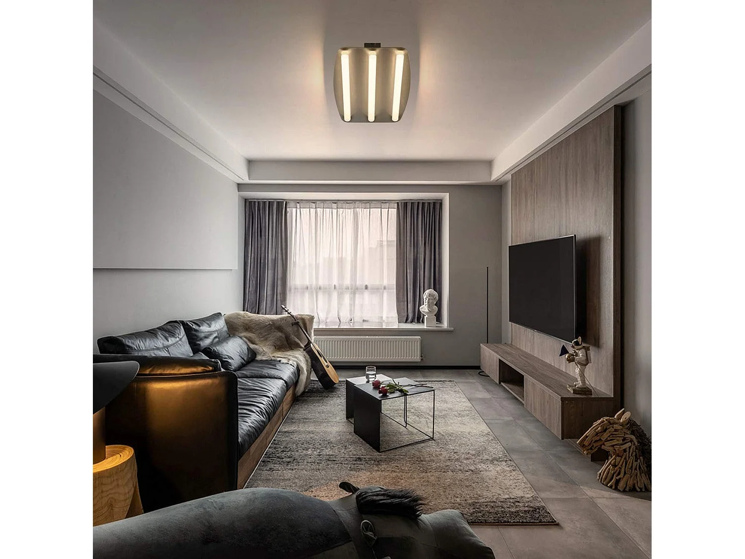 NETTLIFE LED Deckenleuchte Warmweiß 3000K Schlafzimmer 48x30cm Edelstahl und Acryl 17W Quadratische Lampe für Küche Wohnzimmer Büro Werkstatt