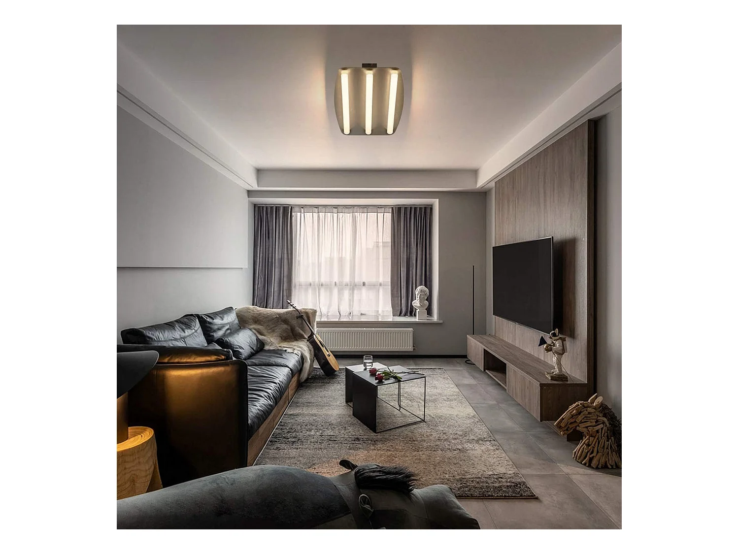 NETTLIFE Plafonnier LED Blanc Chaud 3000 K Chambre 48 x 30 cm Acier Inox et Acrylique 17 W Lampe Carrée pour Cuisine Salon Bureau Atelier
